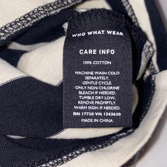 Who what‎ wear Black and White Striped Women's Top size Large bell sleeves - Picture 10 of 10